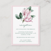 Elegante Roze Magnolia Eucalyptus Trouwreceptie Informatiekaartje (Voorkant)