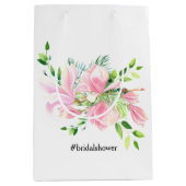 Elegante Roze Magnolia Waterverf Bruidsdouche Medium Cadeauzakje (Voorkant)