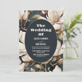 Elegante roze Magnolia's en groen Kaart (Staand voorkant)