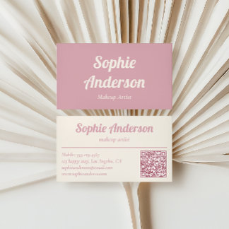Elegante Roze Make-up Artist QR Code Visitekaartje