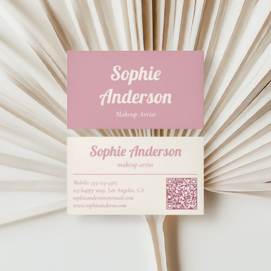 Elegante Roze Make-up Artist QR Code Visitekaartje