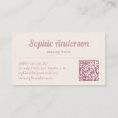 Elegante Roze Make-up Artist QR Code Visitekaartje (Achterkant)