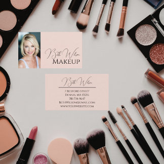 Elegante Roze Make-up Foto Visitekaartje