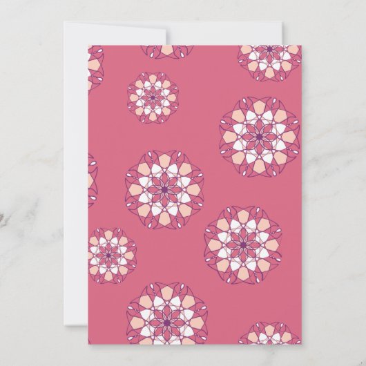 Elegante roze mandala indiaanse bruiloft uitnodigi kaart (Achterkant)