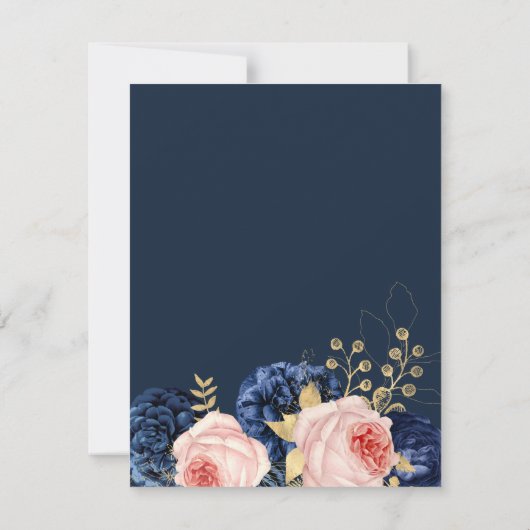 Elegante roze & marine bloemen begrafenis dank u bedankkaart (Achterkant)