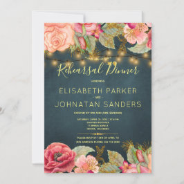 Elegante roze marine gouden lichten repetitie dine kaart