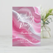 Elegante Roze Marmer 20e verjaardag Uitnodiging (Staand voorkant)