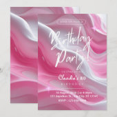 Elegante Roze Marmer 20e verjaardag Uitnodiging (Voorkant / Achterkant)