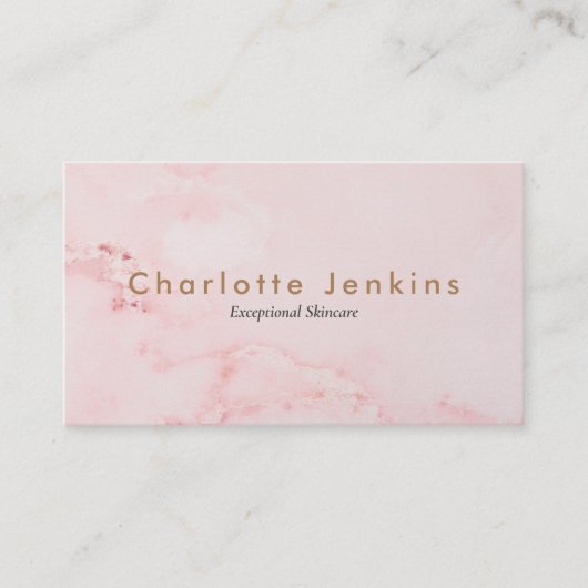 Elegante Roze Marmer Goud Zakelijk Visitekaartje (Voorkant)