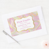 Elegante Roze Marmer Gouden Kaarslabel Sjabloon Rechthoekige Sticker (Envelop)