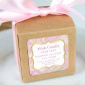 Elegante Roze Marmer Gouden Kaarslabel Sjabloon Vierkante Sticker