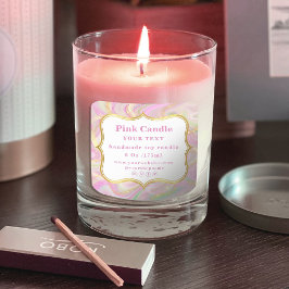 Elegante Roze Marmer Gouden Kaarslabel Sjabloon Vierkante Sticker