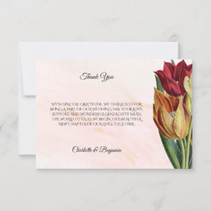Elegante Roze Marmeren Botanische Bedankkaart Kaart