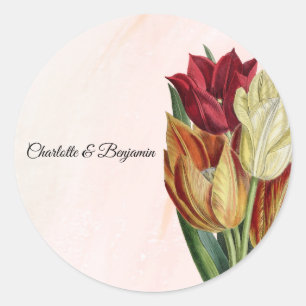 Elegante Roze Marmeren Botanische Favorietensticke Ronde Sticker