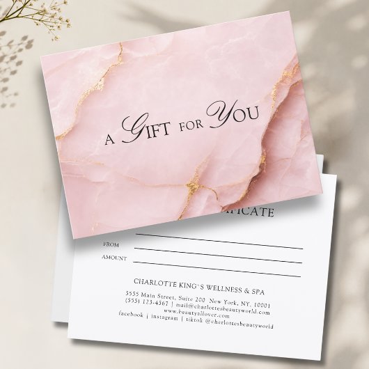 Elegante Roze Marmeren Cadeaucertificaat