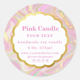Elegante roze marmeren chique gouden glitters labe ronde sticker