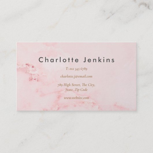 Elegante Roze Marmeren Deegroller Bakkerij Banketb Visitekaartje (Achterkant)