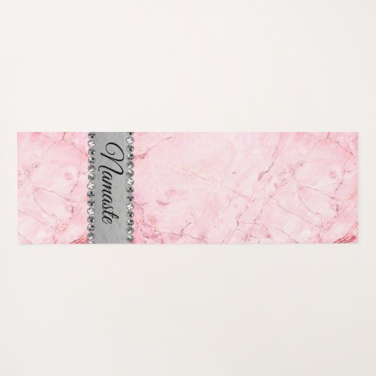 Elegante Roze Marmeren Diamant Bling Namaste Custo Yogamat (Achterkant (horizontaal))