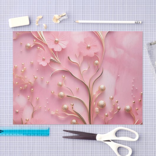 Elegante roze marmeren gouden accenten tissuepapier (Craft)