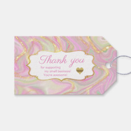 Elegante roze marmeren gouden cadeautags cadeaulabel
