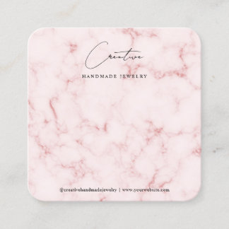 Elegante Roze Marmeren Handgeschreven Scriptie Dis Vierkante Visitekaartje