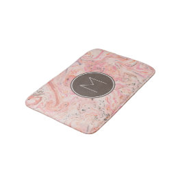 Elegante Roze Marmeren Monogram Badmat