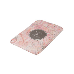 Elegante Roze Marmeren Monogram Badmat