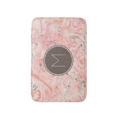Elegante Roze Marmeren Monogram Badmat (Voorkant Verticaal)