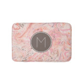 Elegante Roze Marmeren Monogram Badmat (Voorkant)