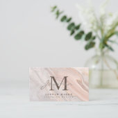 Elegante Roze Marmeren Monogram QR Code Visitekaartje (Staand voorkant)