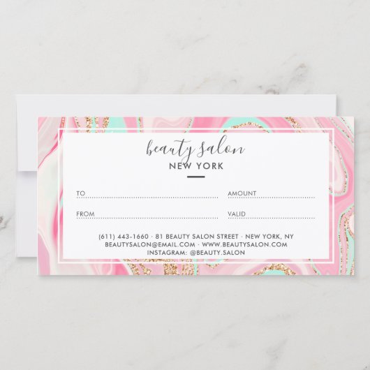 Elegante roze marmeren roze gouden glitters cadeau (Achterkant)