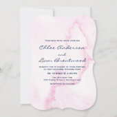 Elegante roze marmeren trouwuitnodiging kaart (Voorkant)