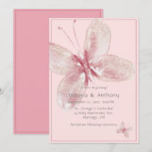 Elegante Roze Mauve Aquarel Vlinder Bruiloft Kaart (Voorkant / Achterkant)