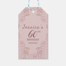 Elegante Roze Mauve Bloemen Verjaardag Gift Label Cadeaulabel