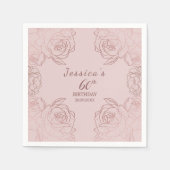 Elegante Roze Mauve Bloemen Verjaardag servetten (Voorkant)