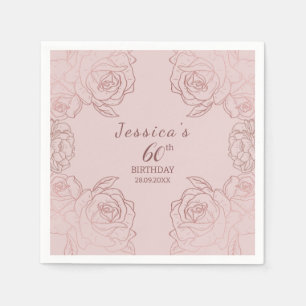 Elegante Roze Mauve Bloemen Verjaardag servetten