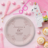 Elegante Roze Mauve Bloemen Verjaardagsfeest Papie Papieren Bordje (Feest)