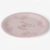 Elegante Roze Mauve Bloemen Verjaardagsfeest Papie Papieren Bordje (Gekanteld)