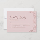 Elegante roze mauve bloemkaart voor RSVP (Voorkant)