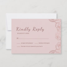 Elegante roze mauve bloemkaart voor RSVP