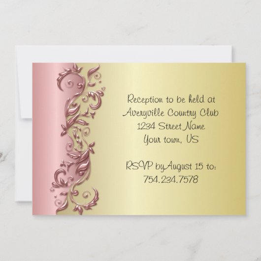 Elegante Roze Mauve & Goud Florida bruiloft Kaart (Achterkant)