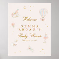 Elegante roze meisje sprookjes babyshower welkom