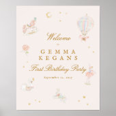 Elegante roze meisje sprookjesachtige verjaardagsf poster (Voorkant)