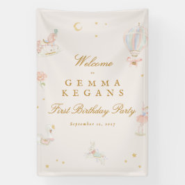 Elegante roze meisje sprookjesachtige verjaardagsf spandoek