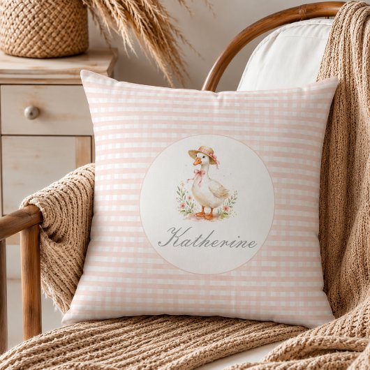 Elegante Roze Meisjes Aangepaste Naam Domme Gans Kussen