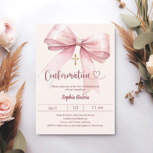 Elegante roze meisjescrème met strik Bevestiging Kaart