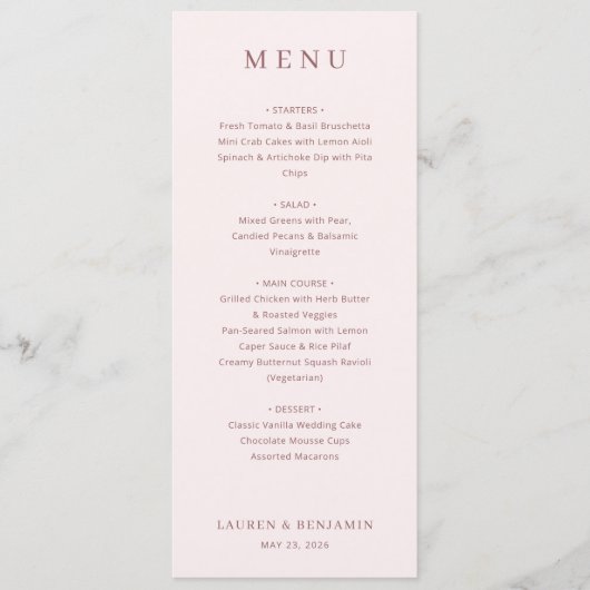 Elegante Roze Menu Sjabloon (Voorkant)