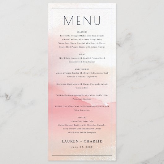 Elegante Roze Menutemplate Menu (Voorkant)