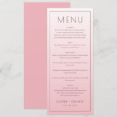 Elegante Roze Menutemplate Menu (Voorkant / Achterkant)