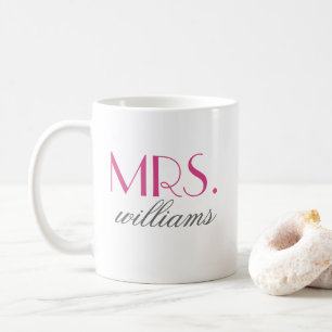 Elegante Roze Mevrouw Trouw Monogram Koffiemok